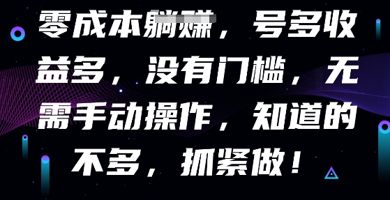 零成本全自动，号多收益多，没有门槛，无需手动-梦妍科技资源网