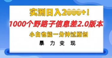 2025抖音1000个野路子信息差最新玩法，一分钟过原创，暴力变现月入几k-梦妍科技资源网