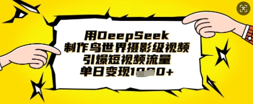 用DeepSeek制作鸟世界摄影级视频,引爆短视频流量,单日变现1k-梦妍科技资源网