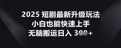 2025短剧最新升级玩法，小白也能快速上手，无脑搬运日入3张-梦妍科技资源网