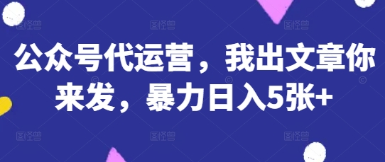 公众号代运营，我出文章你来发，暴力日入5张+【揭秘】-梦妍科技资源网