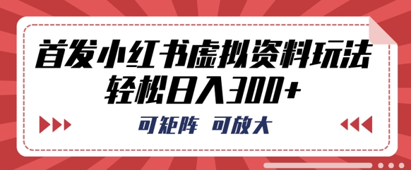 首发小红书虚拟资料玩法，可矩阵，可放大，轻松日入3张-梦妍科技资源网