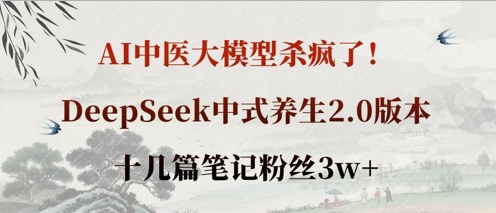 AI中医大模型杀疯了！DeepSeek中式养生2.0版本，十几篇笔记粉丝3w+-梦妍科技资源网