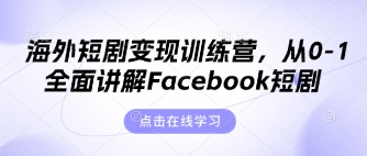 海外短剧变现训练营，从0-1全面讲解Facebook短剧-梦妍科技资源网