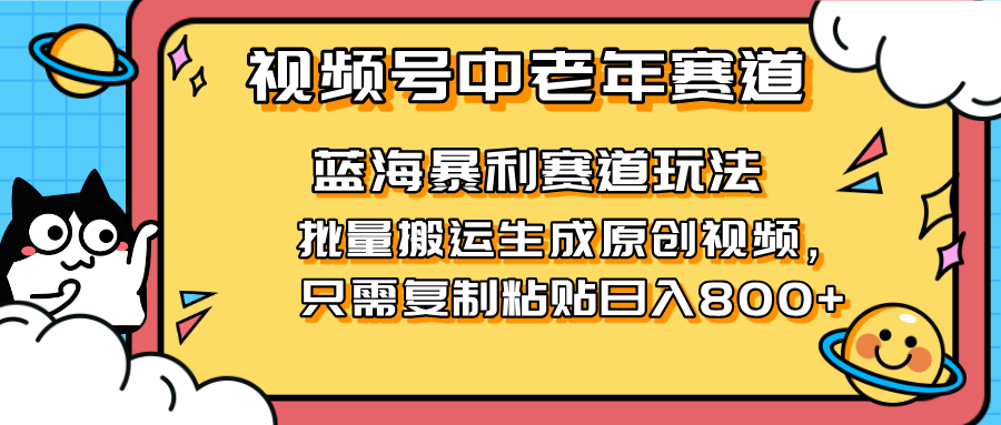 （14314期）2025视频号中老年短视频蓝海暴利风口！复制粘贴搬运视频单日赚800+，无…-梦妍科技资源网