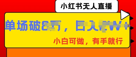 小红书无人直播，纯小白可做，有手就行，单场直播销售额破8w-梦妍科技资源网