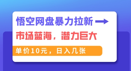 悟空网盘暴力拉新：一单10元，市场空白，日入几张-梦妍科技资源网