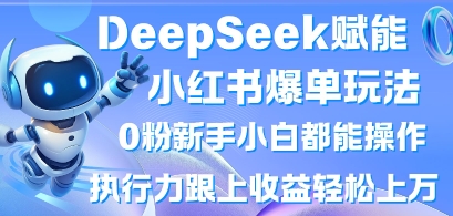DeepSeek赋能小红书爆单玩法0粉新手小白都能操作，执行力跟上收益轻松上W，懒人勿做-梦妍科技资源网