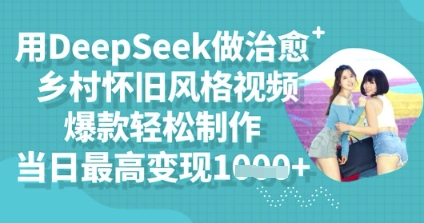 用DeepSeek做治愈乡村怀旧风格视频，爆款轻松制作，当日最高变现多张-梦妍科技资源网